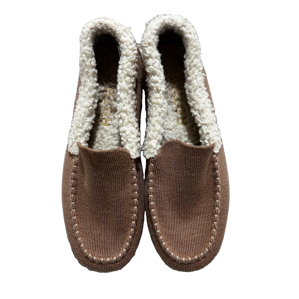 Rothy's The Slipper Women's 7 Nutmeg Beige Loafers Merino Wool Fleece Lining